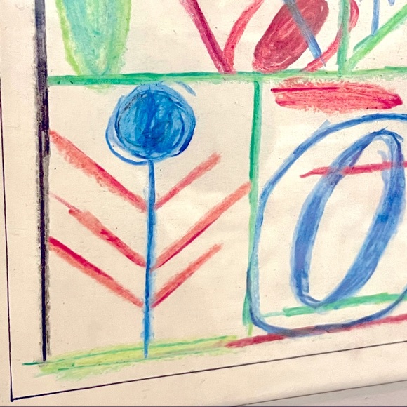 ORIGINAL FRAMED ART Abstract Neon Crayon Drawing - Picture 4 of 6